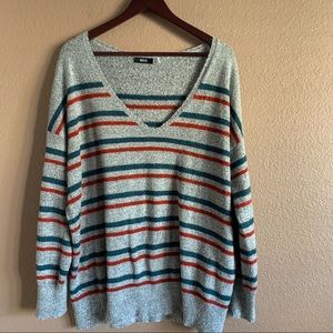 Urban Outfitters BDG Striped V-Neck Oversized Sweater Size M/L